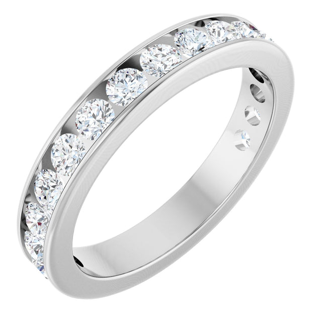 14K Gold Round Lab-Grown Diamond Channel-Set Anniversary Band – 3 mm Stones - White Gold