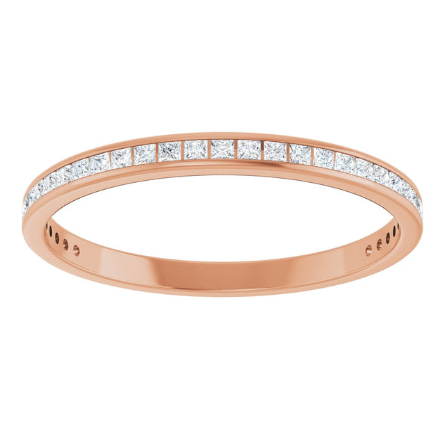 14K Gold Square Lab-Grown Diamond Channel-Set Anniversary Band – 1.5x1.5 mm Stones (3/4 CTW) - Rose Gold - view 3