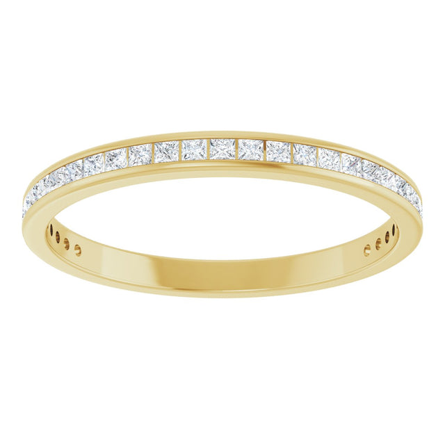 14K Gold Square Lab-Grown Diamond Channel-Set Anniversary Band – 1.5x1.5 mm Stones (3/4 CTW) - Yellow Gold - view 3