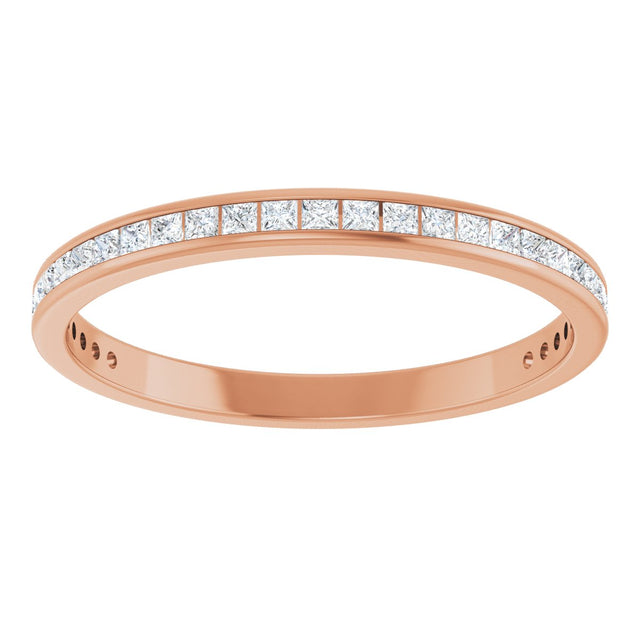 14K Gold Square Natural Diamond Channel-Set Anniversary Band – 1.5x1.5 mm Stones (3/4 CTW) - Rose Gold - view 3