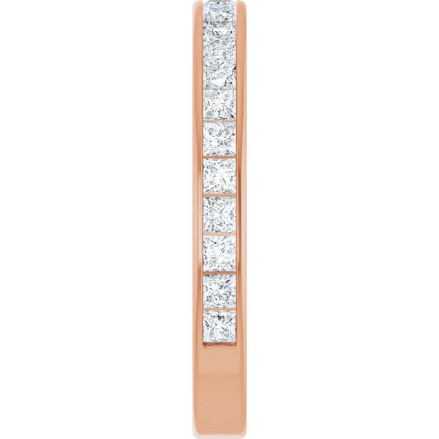 14K Gold Square Lab-Grown Diamond Channel-Set Anniversary Band – 2x2 mm Stones - Rose Gold - view 4