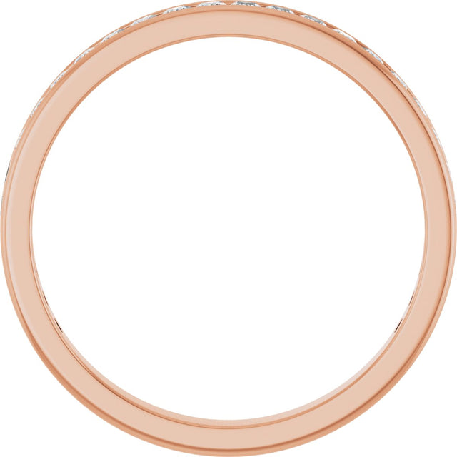 14K Gold Square Lab-Grown Diamond Channel-Set Anniversary Band – 1.75x1.75 mm Stones - Rose Gold - view 2