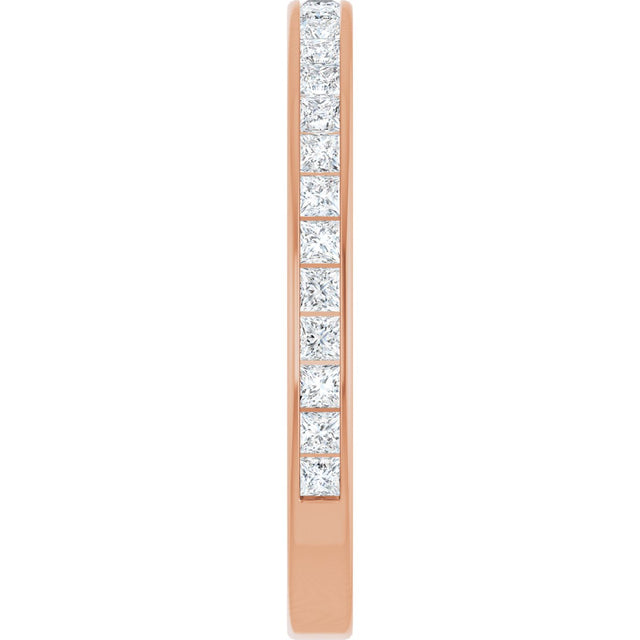 14K Gold Square Natural Diamond Channel-Set Anniversary Band – 2x2 mm Stones - Rose Gold - view 4
