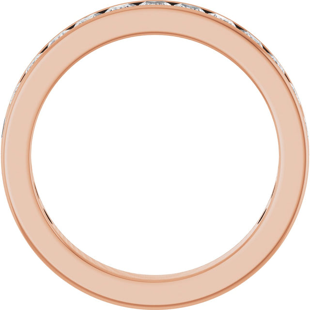 14K Gold Square Natural Diamond Channel-Set Anniversary Band – 3x3 mm Stones - Rose Gold - view 2