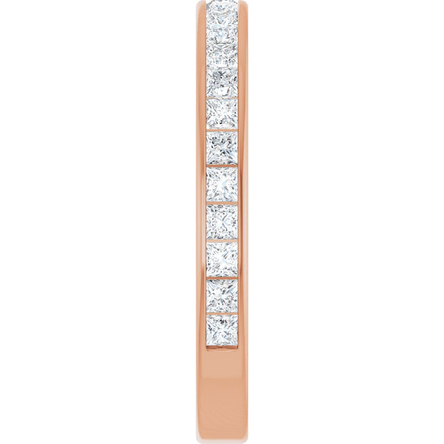 14K Gold Square Lab-Grown Diamond Channel-Set Anniversary Band – 2x2 mm Stones - Rose Gold - view 4