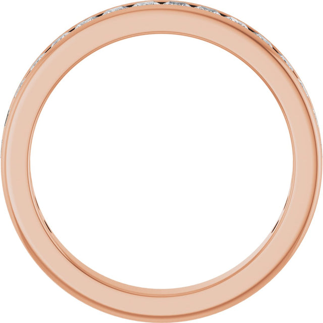 14K Gold Square Natural Diamond Channel-Set Anniversary Band – 1.75x1.75 mm Stones - Rose Gold - view 2