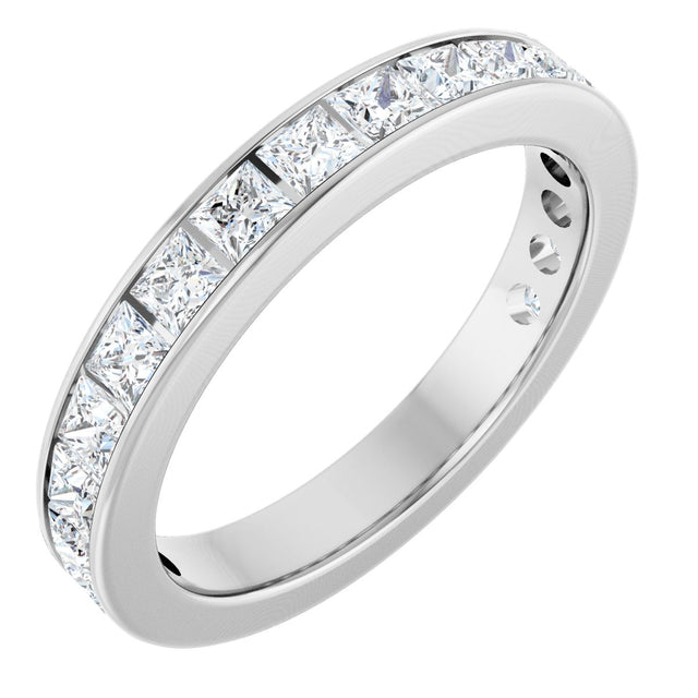 10K Gold Square Natural Diamond Channel-Set Anniversary Band – 2 1/2 CTW - White Gold