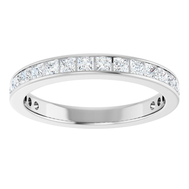 14K Gold Square Lab-Grown Diamond Channel-Set Anniversary Band – 2.5x2.5 mm Stones - White Gold - view 3