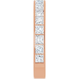 14K Gold Square Lab-Grown Diamond Channel-Set Anniversary Band – 3x3 mm Stones - Rose Gold - view 4