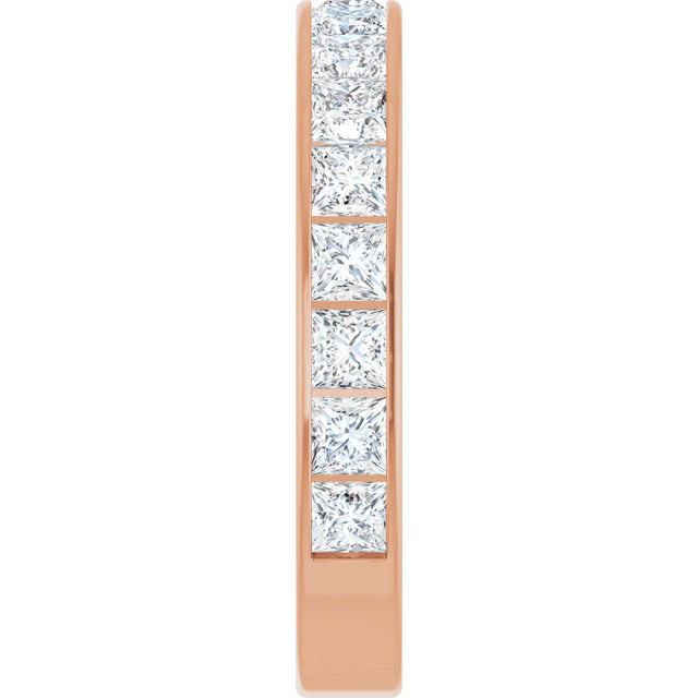 14K Gold Square Lab-Grown Diamond Channel-Set Anniversary Band – 3x3 mm Stones - Rose Gold - view 4