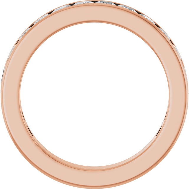 14K Gold Square Lab-Grown Diamond Channel-Set Anniversary Band – 3x3 mm Stones - Rose Gold - view 2