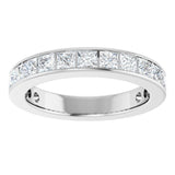 14K Gold Square Lab-Grown Diamond Channel-Set Anniversary Band – 3x3 mm Stones - White Gold - view 3