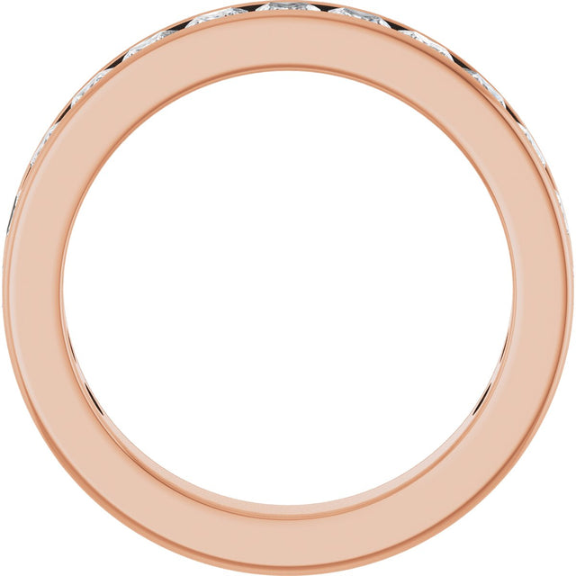14K Gold Square Lab-Grown Diamond Channel-Set Anniversary Band – 3x3 mm Stones - Rose Gold - view 2