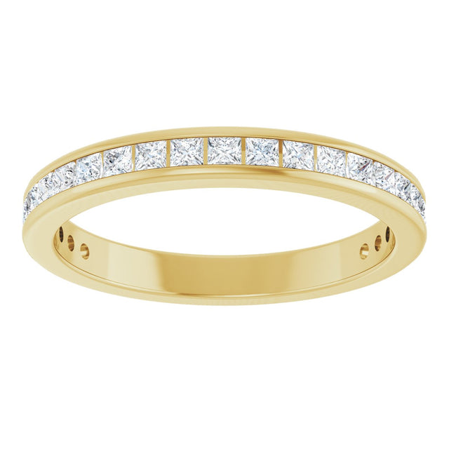 14K Gold Square Lab-Grown Diamond Channel-Set Anniversary Band – 1.5x1.5 mm Stones - Yellow Gold - view 3