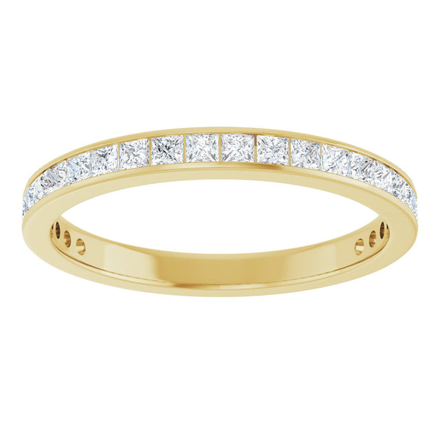 14K Gold Square Natural Diamond Channel-Set Anniversary Band – 2.5x2.5 mm Stones (2 1/3–2 3/8 CTW) - Yellow Gold - view 3