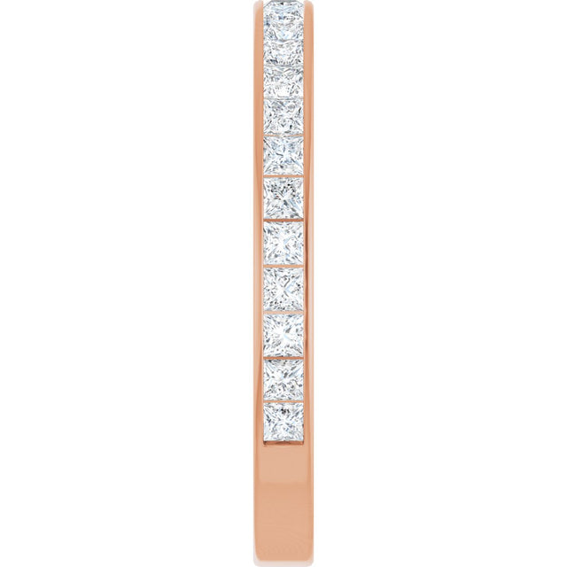 14K Gold Square Natural Diamond Channel-Set Anniversary Band – 2.5x2.5 mm Stones (2 1/3–2 3/8 CTW) - Rose Gold - view 4