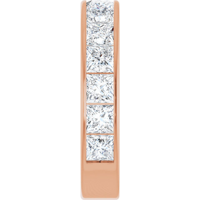 14K Gold Square Natural Diamond Channel-Set Anniversary Band – 3x3 mm Stones - Rose Gold - view 4