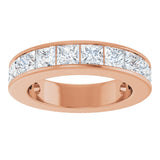 14K Gold Square Natural Diamond Channel-Set Anniversary Band – 3x3 mm Stones - Rose Gold - view 3