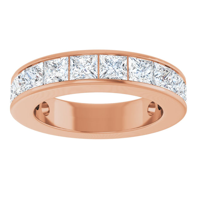 14K Gold Square Lab-Grown Diamond Channel-Set Anniversary Band – 3x3 mm Stones - Rose Gold - view 3
