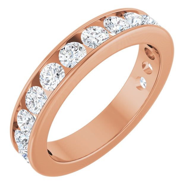 14K Gold Round Lab-Grown Diamond Channel-Set Anniversary Band – 3 mm Stones - Rose Gold