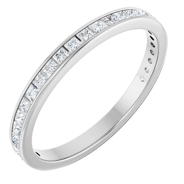 14K Gold Square Lab-Grown Diamond Channel-Set Anniversary Band – 2x2 mm Stones - White Gold