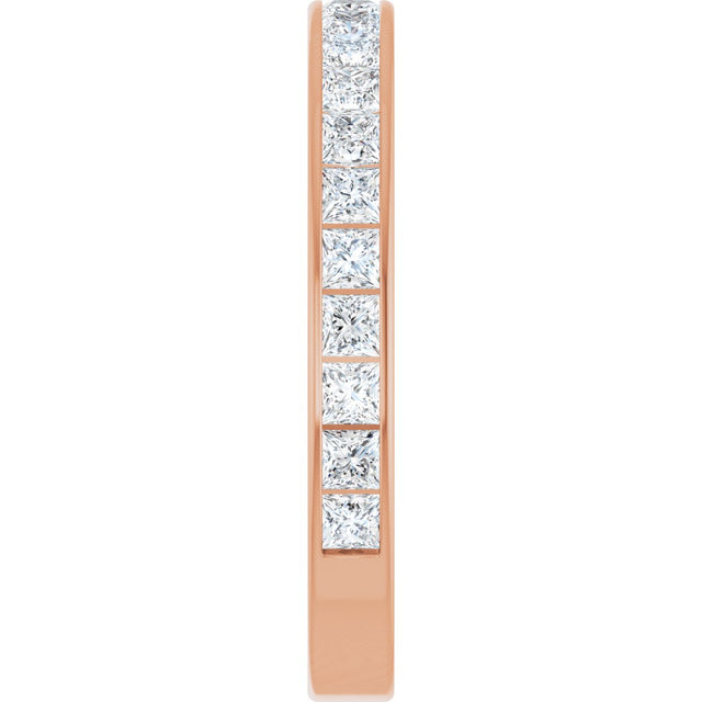 14K Gold Square Natural Diamond Channel-Set Anniversary Band – 2.5x2.5 mm Stones - Rose Gold - view 4