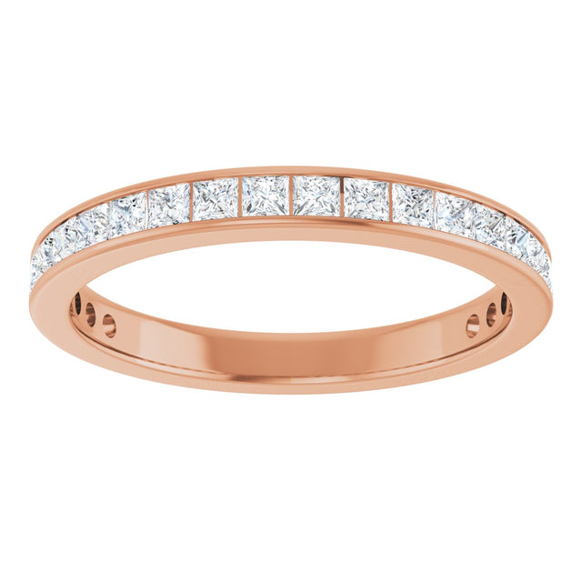 14K Gold Square Natural Diamond Channel-Set Anniversary Band – 2.5x2.5 mm Stones - Rose Gold - view 3