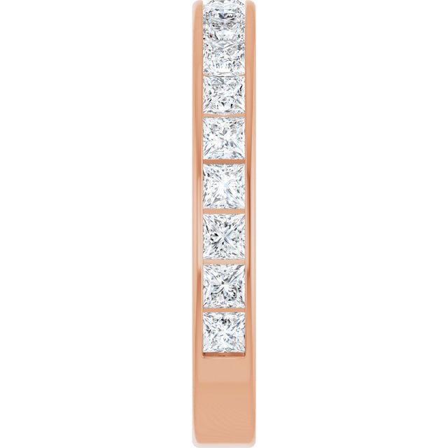 14K Gold Square Natural Diamond Channel-Set Anniversary Band – 2.5x2.5 mm Stones - Rose Gold - view 4