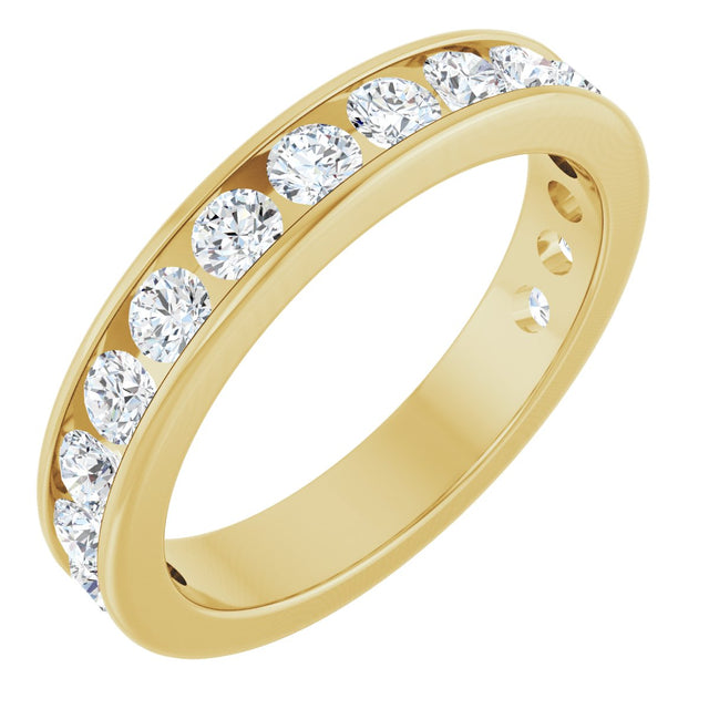 14K Gold Round Natural Diamond Channel-Set Anniversary Band – 2.5 mm Stones - Yellow Gold