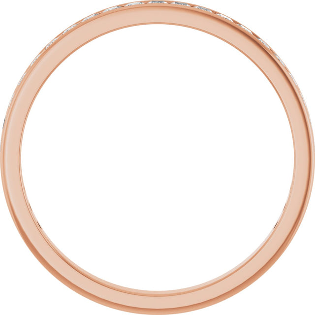 14K Gold Square Lab-Grown Diamond Channel-Set Anniversary Band – 2x2 mm Stones - Rose Gold - view 2