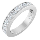 14K Gold Square Lab-Grown Diamond Channel-Set Anniversary Band – 3x3 mm Stones - White Gold