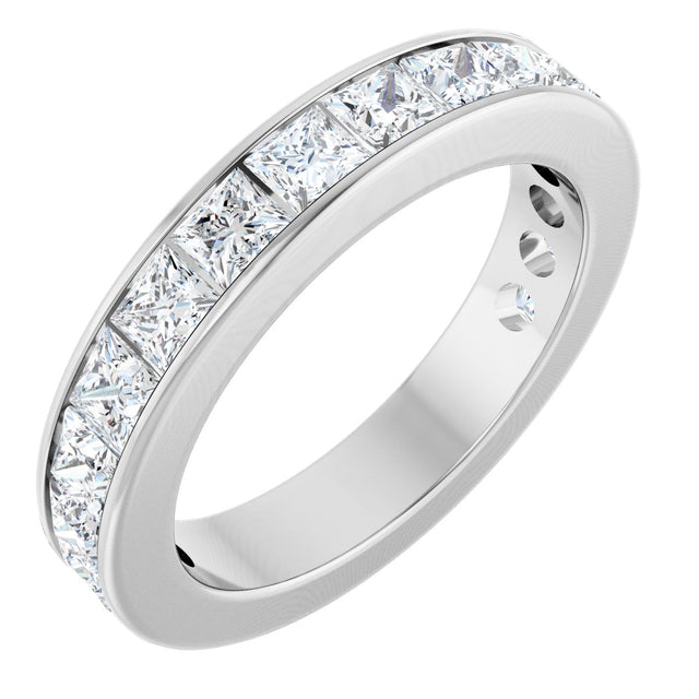 14K Gold Square Lab-Grown Diamond Channel-Set Anniversary Band – 3x3 mm Stones - White Gold