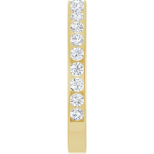 14K Gold Round Natural Diamond Channel-Set Anniversary Band – 3 mm Stones (1 7/8–2 CTW) - Yellow Gold - view 4
