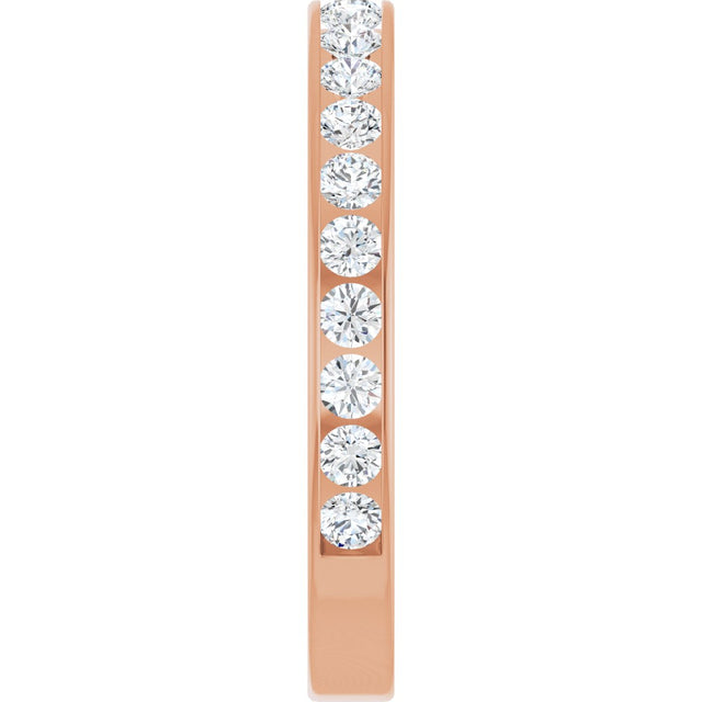 14K Gold Round Natural Diamond Channel-Set Anniversary Band – 3 mm Stones (1 7/8–2 CTW) - Rose Gold - view 4