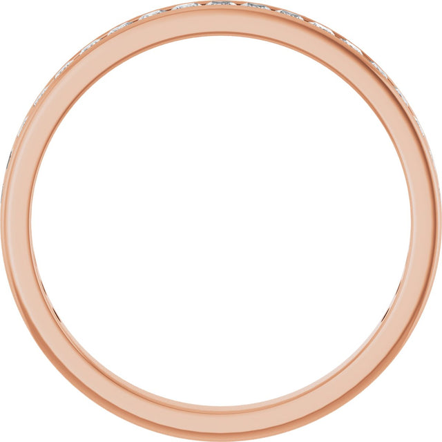 14K Gold Square Lab-Grown Diamond Channel-Set Anniversary Band – 2.25x2.25 mm Stones - Rose Gold - view 2