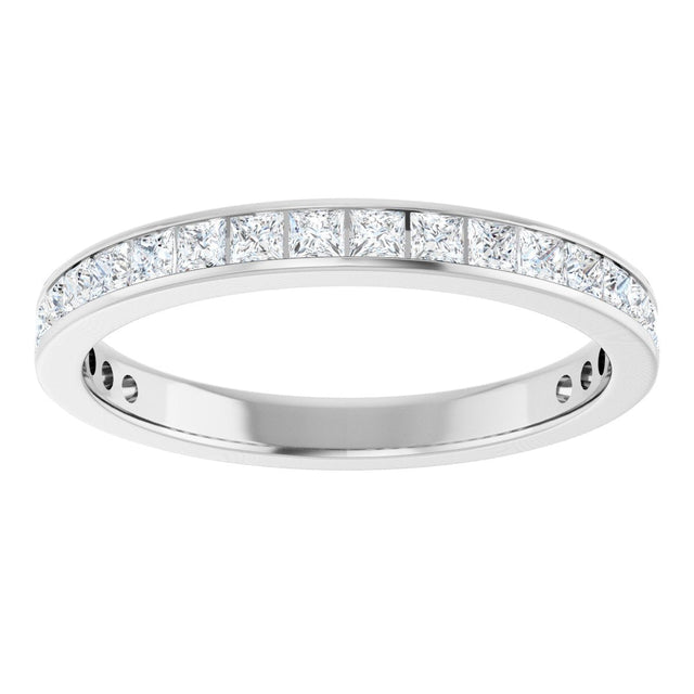 14K Gold Square Natural Diamond Channel-Set Anniversary Band – 2.5x2.5 mm Stones - White Gold - view 3