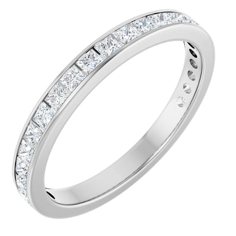 14K Gold Square Lab-Grown Diamond Channel-Set Anniversary Band – 2.5x2.5 mm Stones - White Gold