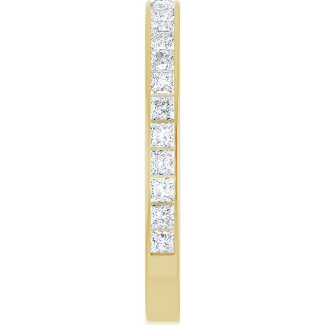 14K Gold Square Natural Diamond Channel-Set Anniversary Band – 2.5x2.5 mm Stones (2 1/3–2 3/8 CTW) - Yellow Gold - view 4