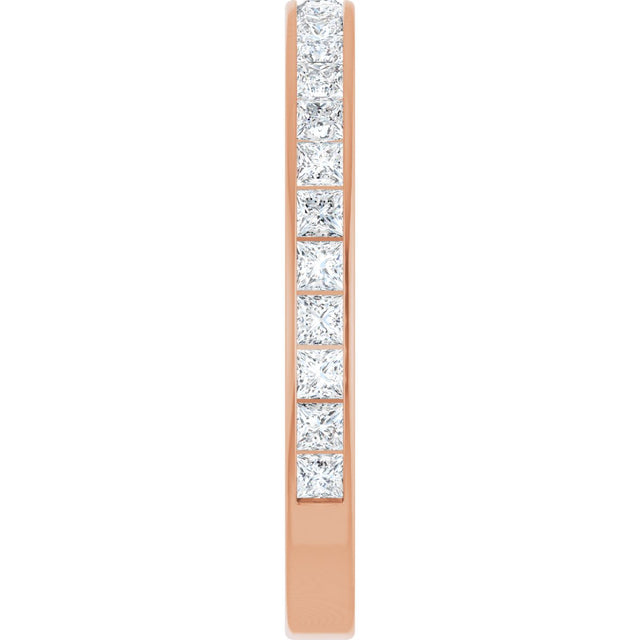 14K Gold Square Lab-Grown Diamond Channel-Set Anniversary Band – 2.5x2.5 mm Stones (2 1/3–2 3/8 CTW) - Rose Gold - view 4