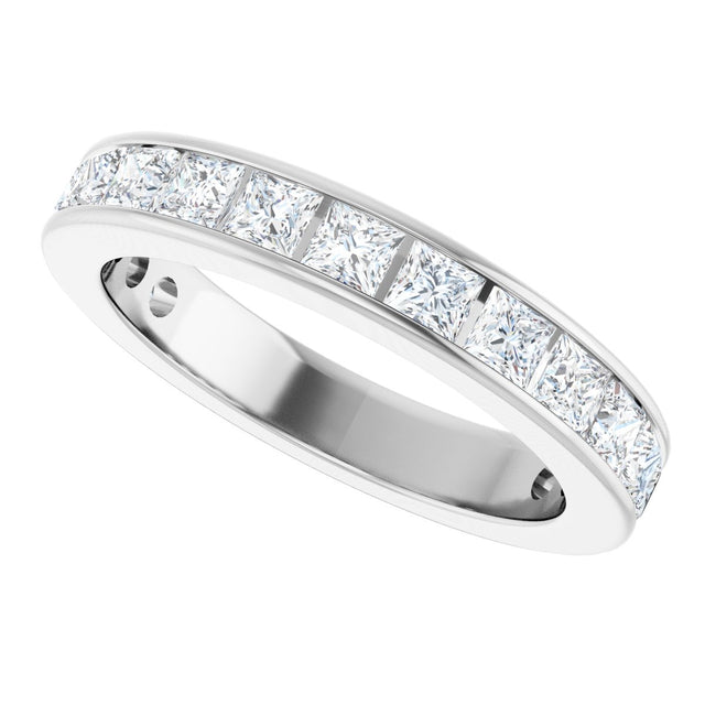 14K Gold Square Natural Diamond Channel-Set Anniversary Band – 2.5x2.5 mm Stones - White Gold - view 5