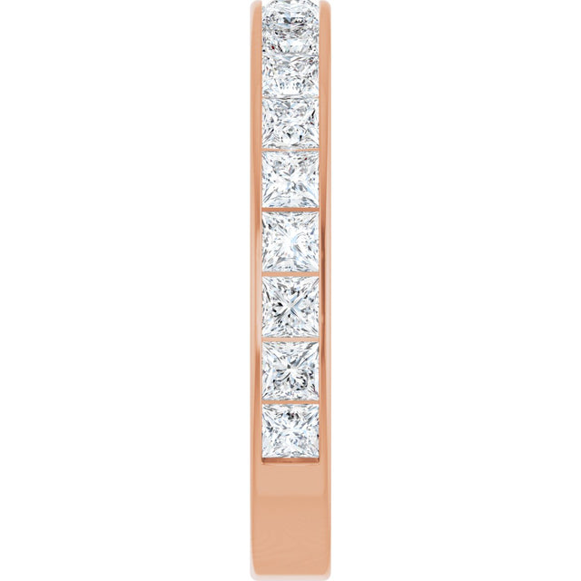 14K Gold Square Lab-Grown Diamond Channel-Set Anniversary Band – 3x3 mm Stones - Rose Gold - view 4