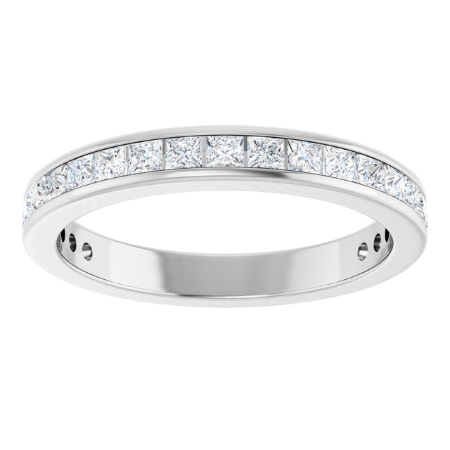 14K Gold Square Natural Diamond Channel-Set Anniversary Band – 1.75x1.75 mm Stones - White Gold - view 3
