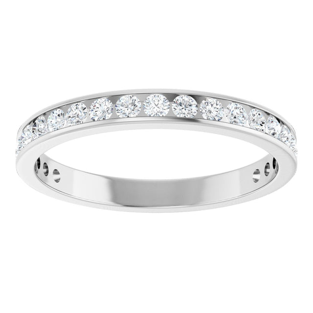 14K Gold Round Lab-Grown Diamond Channel-Set Anniversary Band – 2.5 mm Stones - White Gold - view 3