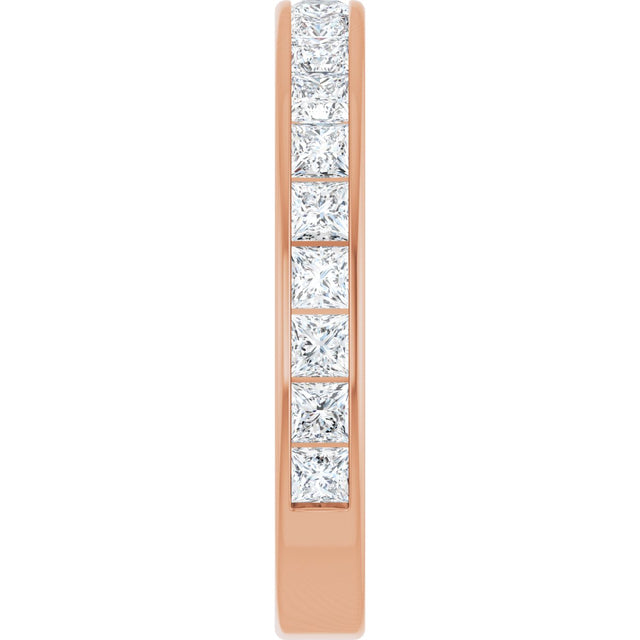 14K Gold Square Lab-Grown Diamond Channel-Set Anniversary Band – 2.25x2.25 mm Stones - Rose Gold - view 4