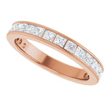 14K Gold Square Lab-Grown Diamond Channel-Set Anniversary Band – 2.25x2.25 mm Stones - Rose Gold - view 5