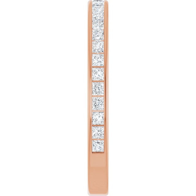 14K Gold Square Lab-Grown Diamond Channel-Set Anniversary Band – 1.75x1.75 mm Stones - Rose Gold - view 4