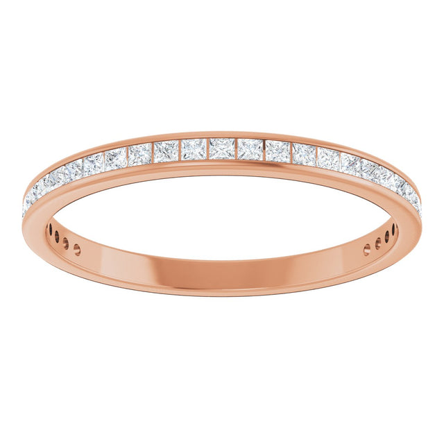 14K Gold Square Lab-Grown Diamond Channel-Set Anniversary Band – 1.75x1.75 mm Stones - Rose Gold - view 3