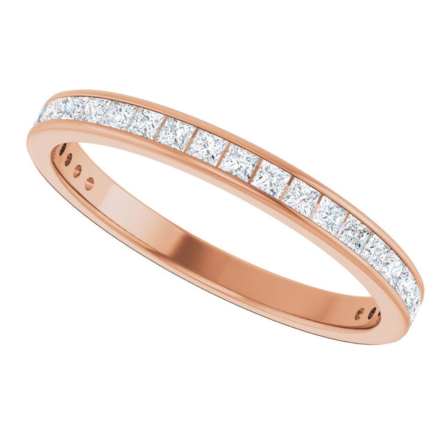 14K Gold Square Lab-Grown Diamond Channel-Set Anniversary Band – 2x2 mm Stones - Rose Gold - view 5