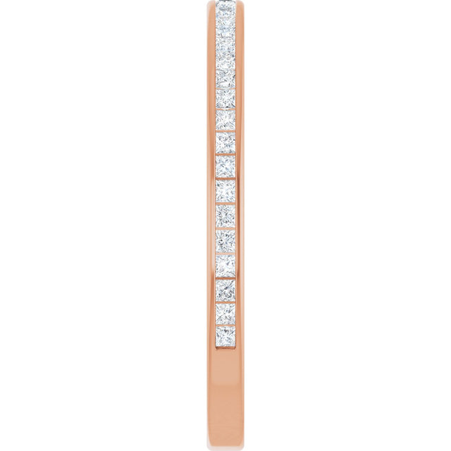 14K Gold Square Natural Diamond Channel-Set Anniversary Band – 1.5x1.5 mm Stones (3/4 CTW) - Rose Gold - view 4