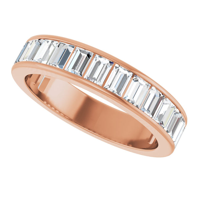 14K Gold Straight Baguette Lab-Grown Diamond Channel-Set Anniversary Band – 3x2 mm Stones - Rose Gold - view 5